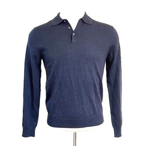 SOLD. The Men's Store Bloomingdales Merino Wool Polo Sweater Navy Blue Medium
